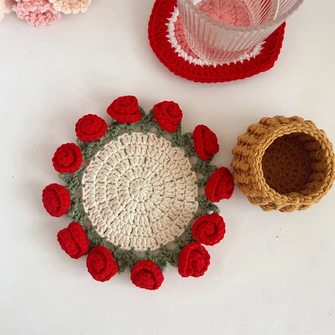 Posavasos - Ramo Floral de Crochet
