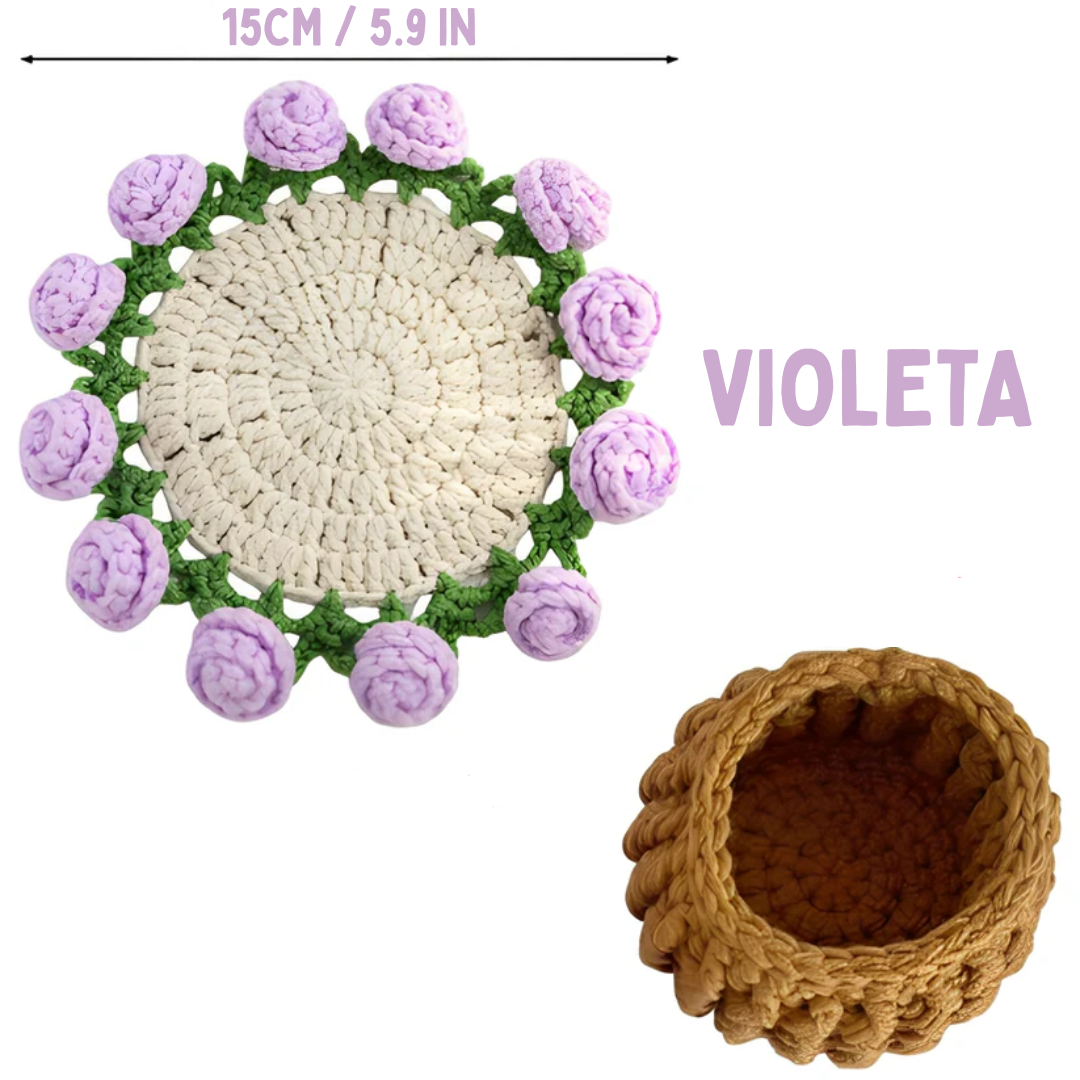 Posavasos - Ramo Floral de Crochet
