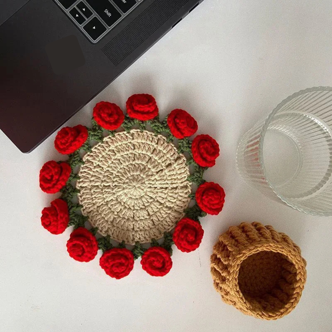 Posavasos - Ramo Floral de Crochet
